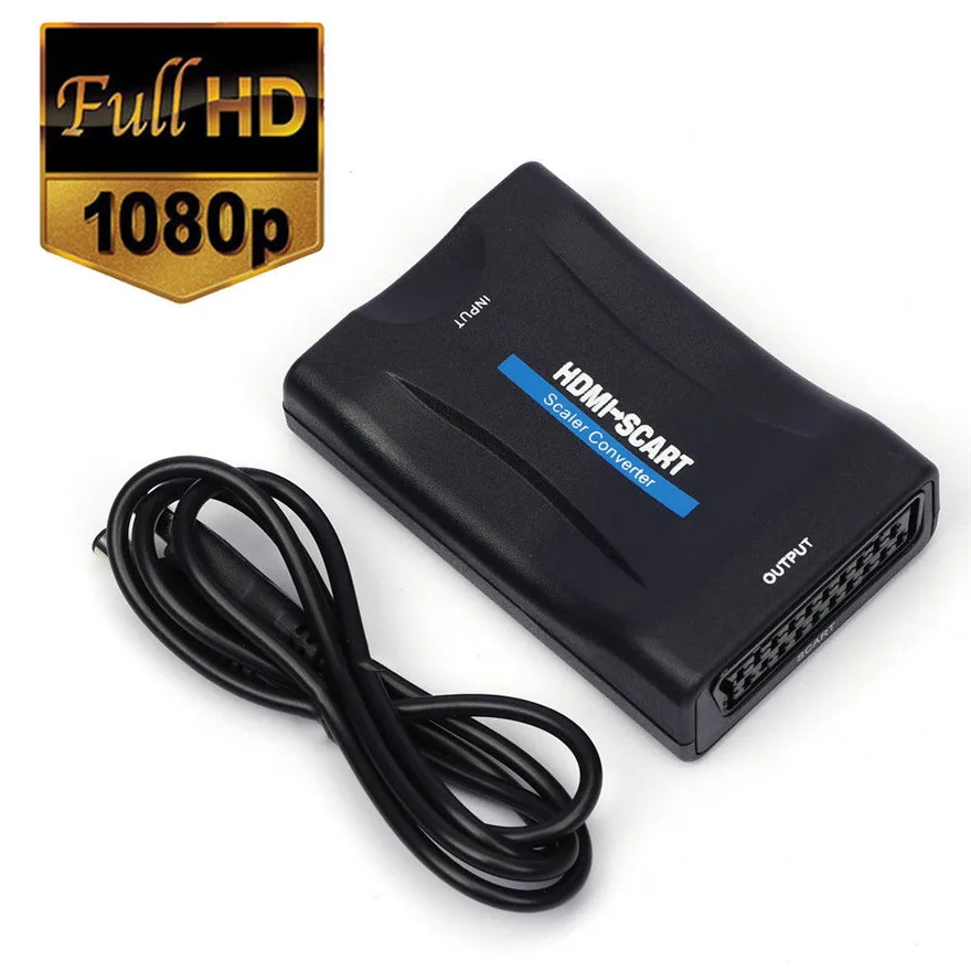

1080P HDMI to SCART to HDMI Composite Video Stereo Converter Audio Adapter with USB Cable For Sky Box HD TV DVD STB