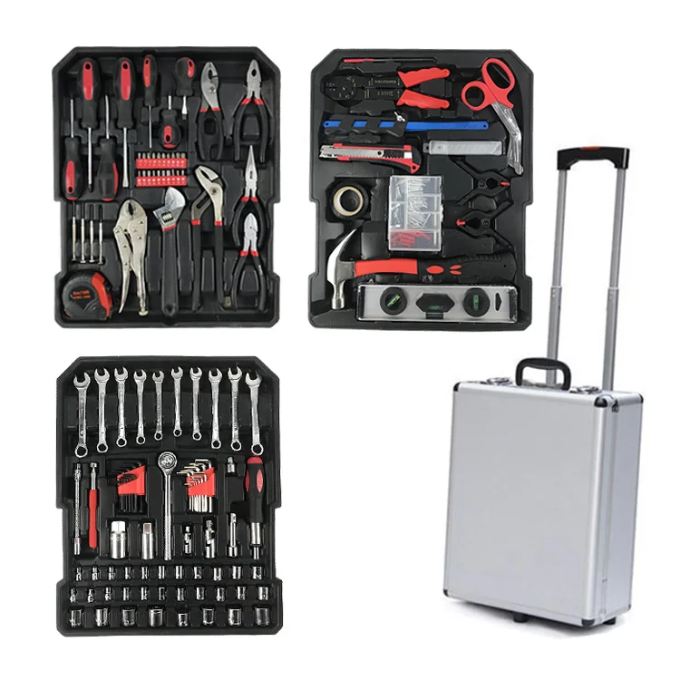 High quality 116pcs germany Aluminum case Household Hand Tool Set mechanical tools set