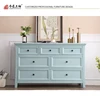 Factory Directly Supply Modern Blue Commodity TV Stand Natural Wooden Chest Drawer Living Room Cabinet