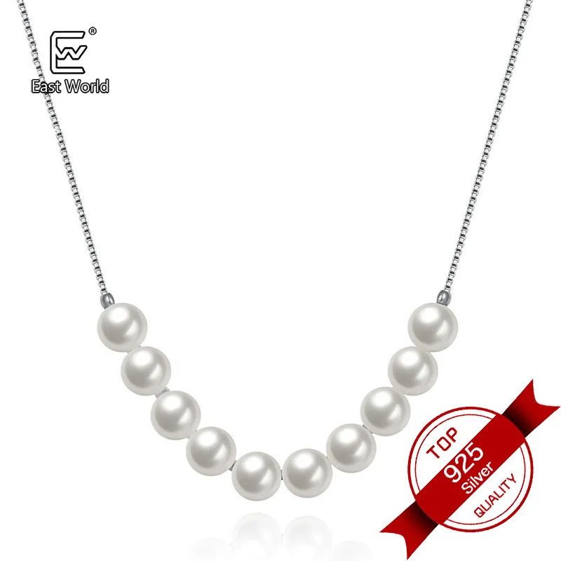 

New Arrival Box Chain 925 Silver Necklace Women Fashion Jewelry Shell Pearl Necklace