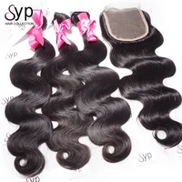 

Wick Natural For Weaving,Remy Hair Weaving London,3 Bundles With 1 Piece Swiss Lace Closure Lace Size 4 by 4