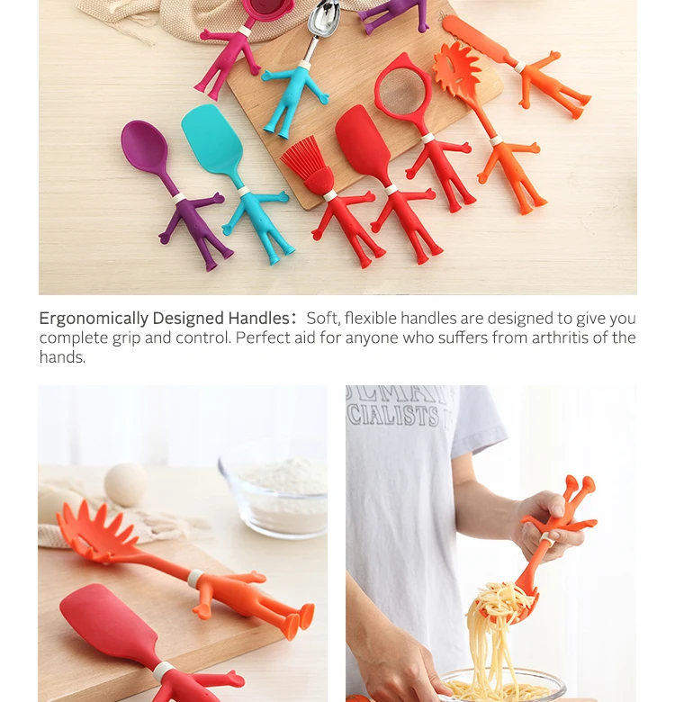 Novelty Small 12 Pcs Kids Colorful Human Shape Nylon Kitchen Cooking