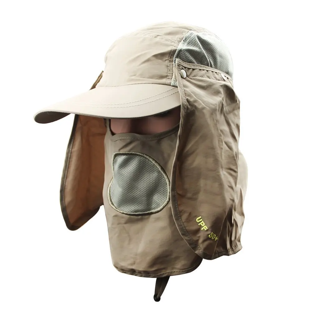 Suma-ma Unisex Windproof Camping Fisherman Hats Women Men Mesh Wild Brim Adjustable Sun Protection Outdoors Caps