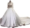 3/4 Sleeve Beaded Lace Satin Bridal Gowns 2018 Real Photo Ball Gown Wedding Dresses