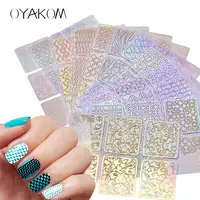 

Wholesales UV Gel Nail Art accessories Stickers for Nail Designs 12 Patterns glitter Hollow 3D Nail Sticker