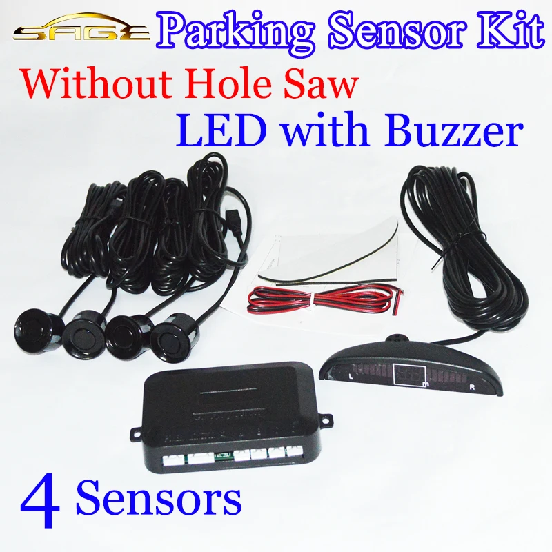 Car LED Parking Sensor Kit No Hole Saw Drill 4 Sensors 22mm Backlight Reverse Backup Monitor