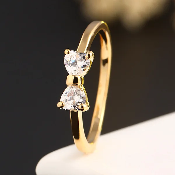 

YIWU FACTORY!! Newest Style Crystal bowknot gold engagement ring
