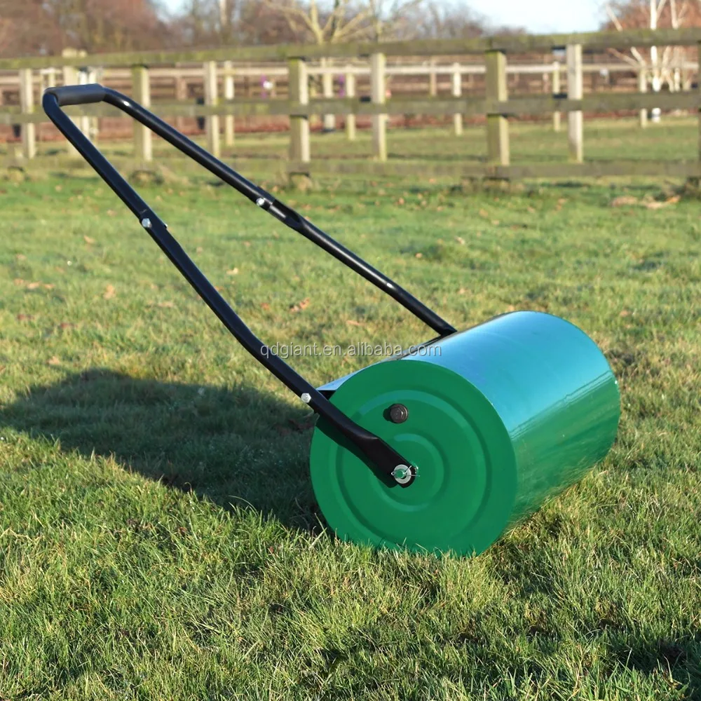 30l Deep Green Large Metal Spiked Lawn Roller With Spikes For Flatten Garden And Breathable