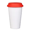 Coffee Travel Walled Beer Thermal Silicone Lid Reusable Cup Double Wall Ceramic Mug