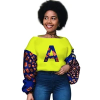 

New Dashiki African Women Clothing Bazin Riche Fashion Elegant O-Neck Crop Top Shirts Ankara African Clothing WY3002