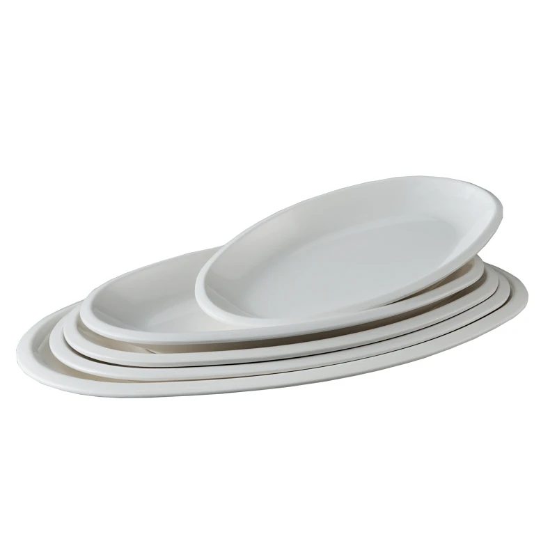 White Oval Shaped Fish Platters Large Dinner Melamin Plates Serving