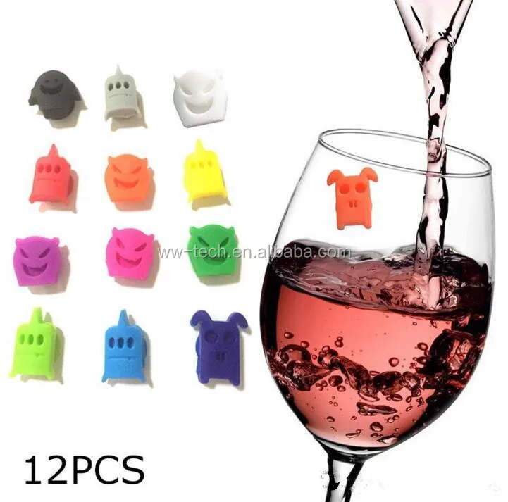 Monster Silicone Suction Cup Wine Glass Markers Charms Buy Monster