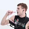 Universal Mobile Phone Tablet Lazy Neck Holder Stand with Earphone and Microphone for Video Chat