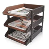 A273 Office Storage Box Leather File Desk Rack 3 Tier Document Tray