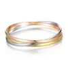 Fashion bangle Women Three Color Tricyclic Bangles Bracelets Gold Plated 316L Stainless Steel Bangles Free Shipping Hot Sales