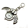 Fashion Retro Unisex Vintage double open Owl Pendant Keychain Antique Pocket Watch Quartz Clock Key Holder Ring