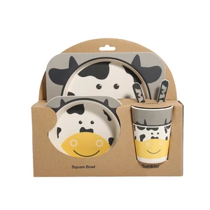 Image of Wholesale children cute dinnerware high quality bamboo fiber dinner sets