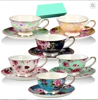 

Top Grade floral tea cup saucer set with bone china tea cups vintage