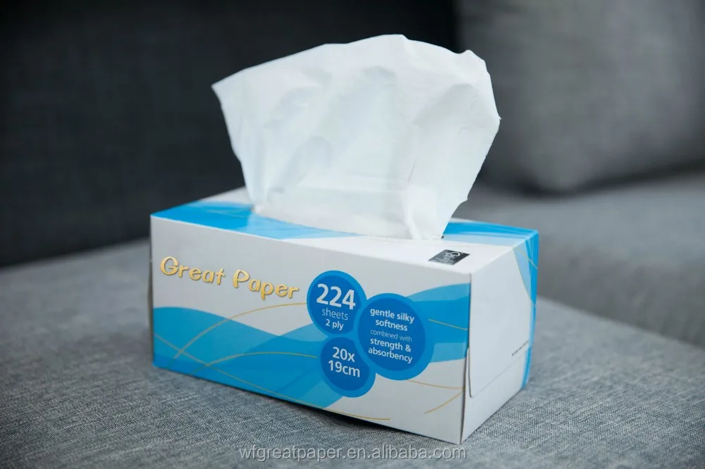 Custom Printed Tissue Box 21*19cm 2ply 13.5gsm Box Facial Tissue Fine Tissue Paper For Office