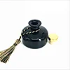 Customise Decorative Flat Round Vintage Crimping Black Diffuser Bottle With Screw Cap
