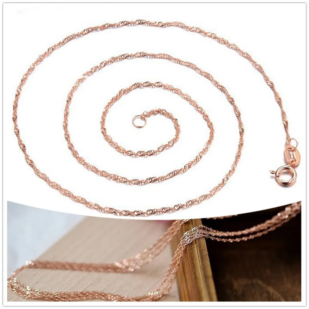 

1.2mm Rose gold plated chain necklace Water Wave chain free shipping cheap necklace chains