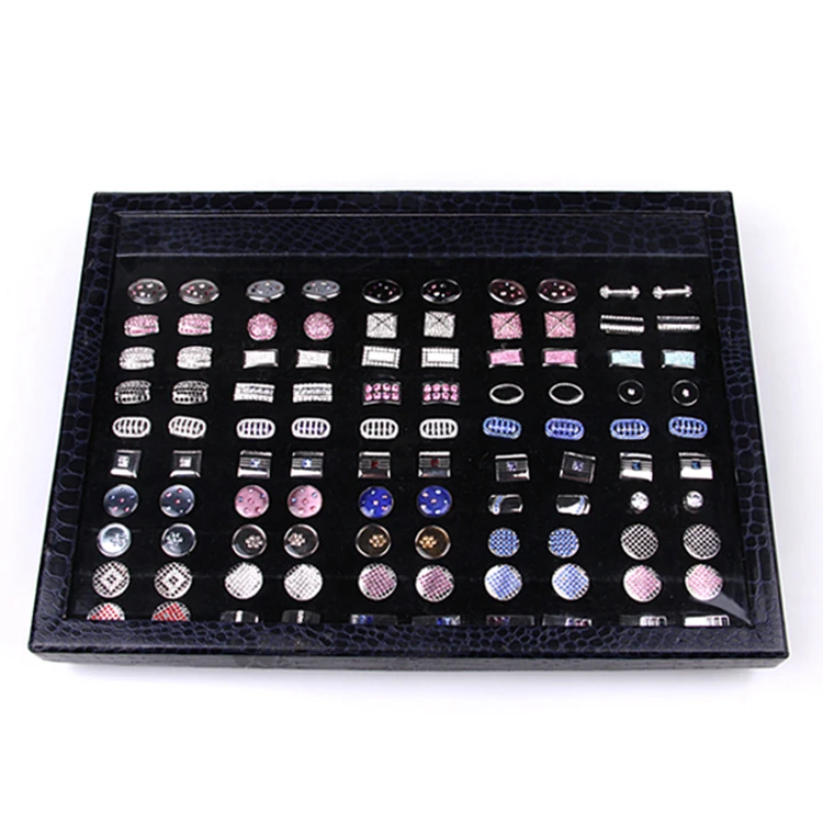 

Wholesale Leather Display Cufflink box for 50-pair, Black