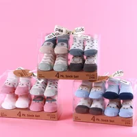 

New fashion cartoon gift box cute animals soft cotton baby socks