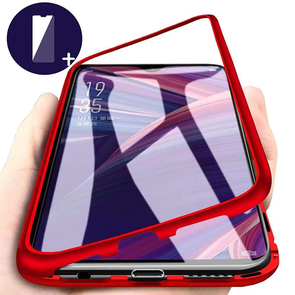

For Samsung galaxy M20 Magnetic Tempered glass case for Samsung M20 metal tempered glass cover MT-7500