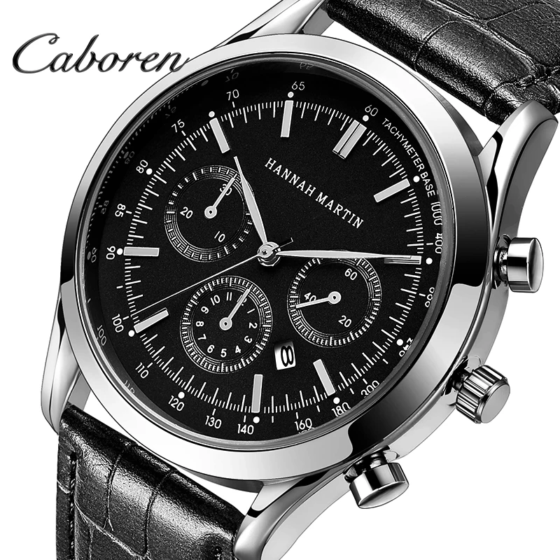 

Wholesale multi function three eye calendar sport watch man, Black brown blue