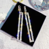 

Gincom S925 Silver Pins Zircon Copper Exaggerated Rectangle Diamond Shape Earrings for Woman