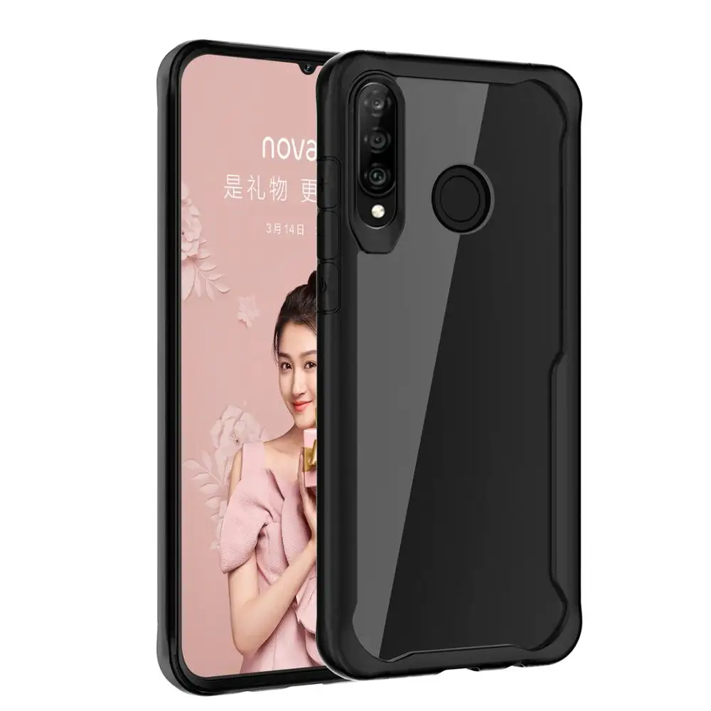 

2019 newest custom clear back cover for Huawei P30 Lite mobile phone case for Nova 4e, Red, black
