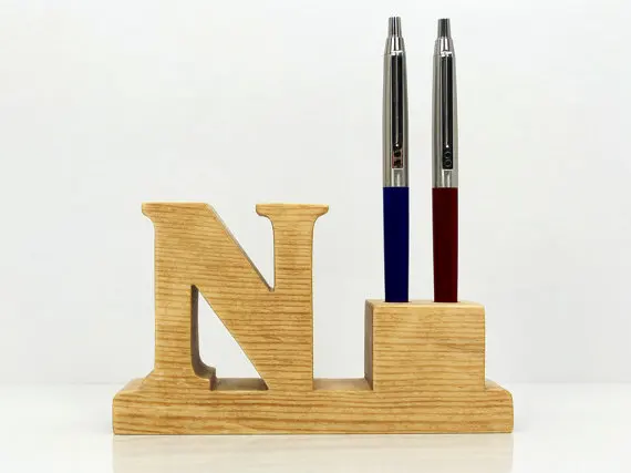 Personalized Pen And Pencil Holder Desk Organizer With Letter N