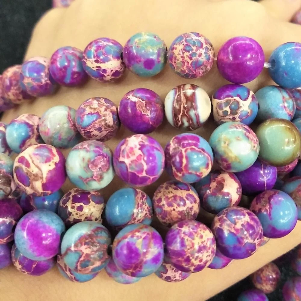 

Wholesale Fashion Synthetic Purple Imperial Jasper Loose Gemstone Beads For Jewelry Making 4mm 6mm 8mm 10mm 12mm