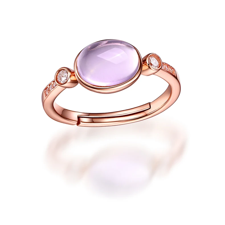 

Genuine Gemstone Jewelry 925 Silver Fashion Rings For Women 14K Rose Gold Plated