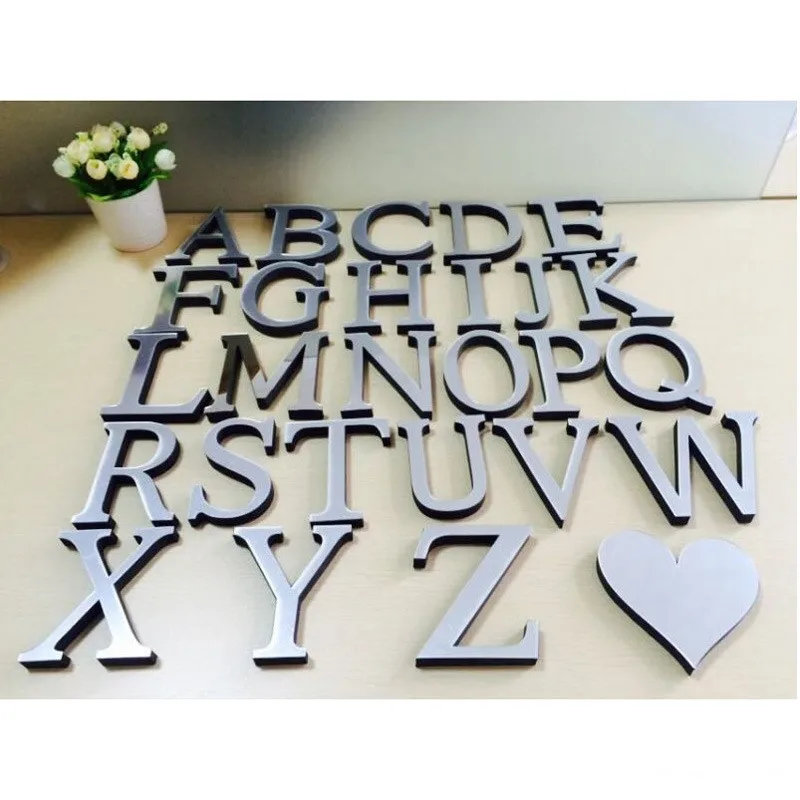 28 Pieces Alphabet Acrylic Mirror Sticker /creative Decorative Wall Self Adhesive Stickers Buy