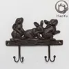 cast iron three rabbits shaped four hook for garden decoration