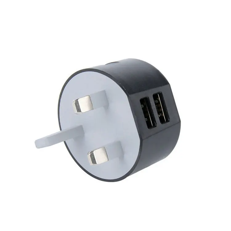

High Quality UK Plug 5V 2.1A Dual USB Wall Charger Travel Charger For Samsung Android Phones, Black