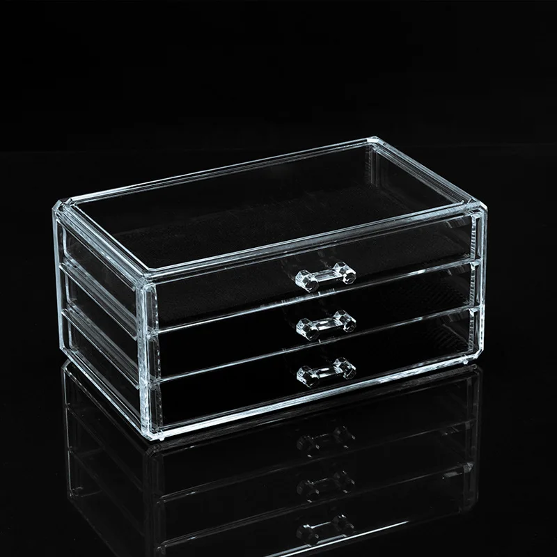 

Fashion 3 layer Divided Clear Stackable Acrylic Compartment Rectangle Cosmetic Makeup Storage Box