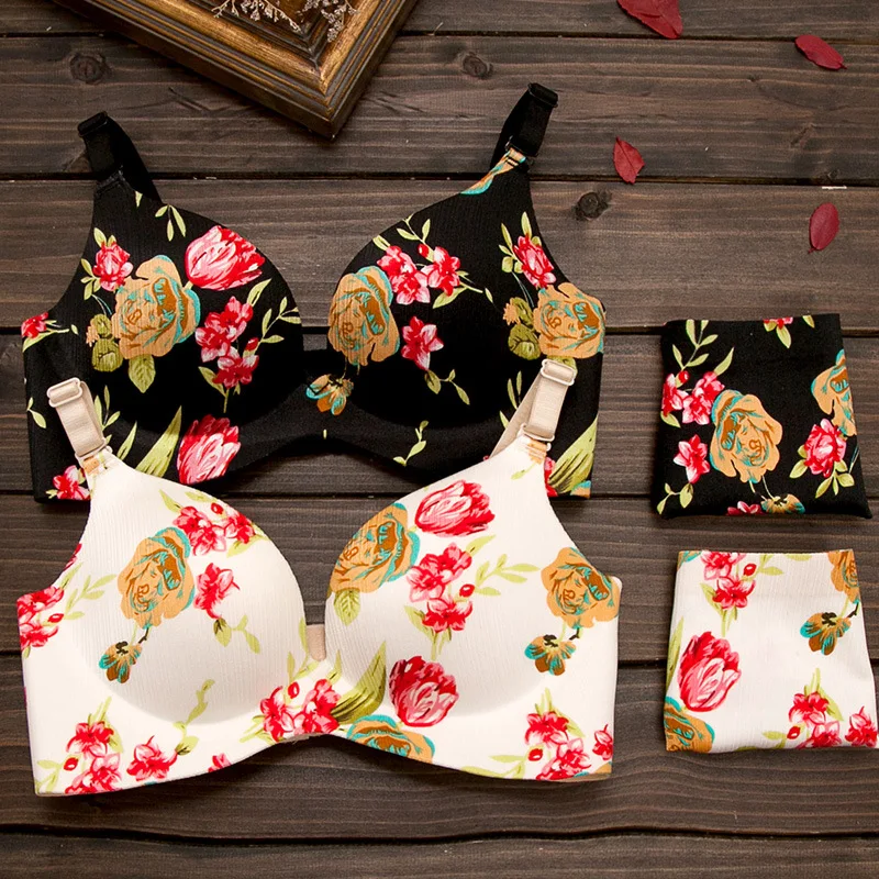 Zh0521a Fashion Women Seamless Comfortable Printed Bra And Panty Sets