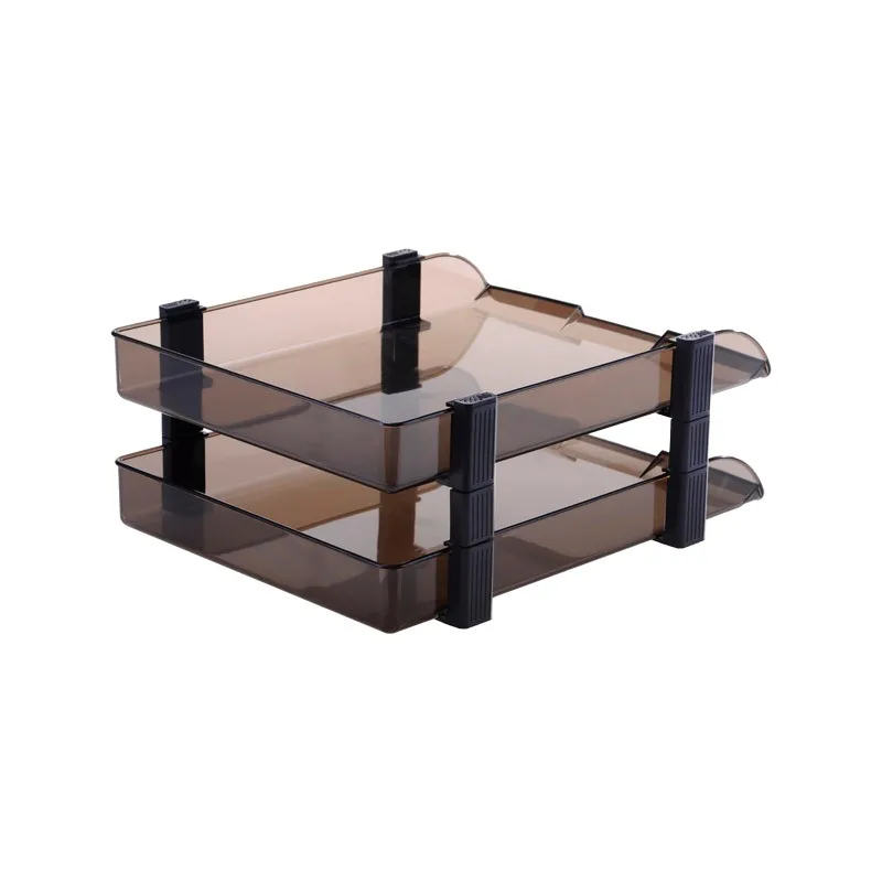 
US-5022 Folding Office File Tray 2 Layers Plastic Letter Organizer Desktop Paper Sorter 