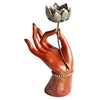 Custom made red home decoration lotus resin buddha hand statue for sale