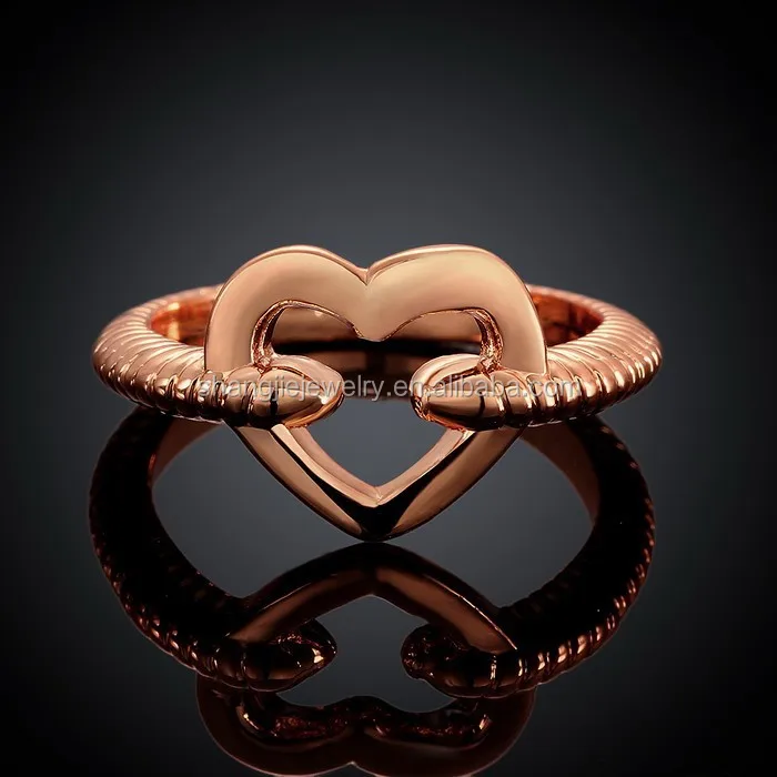 

Yiwu Romantic Unique Rose Gold Plated Heart Ring Women Copper Jewelry, Rose gold ring