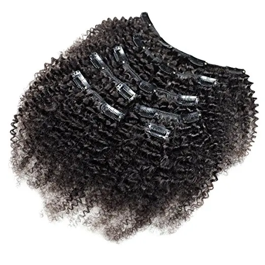 

hot 100% virgin brazilian human hair afro kinky curly clip in hair extensions