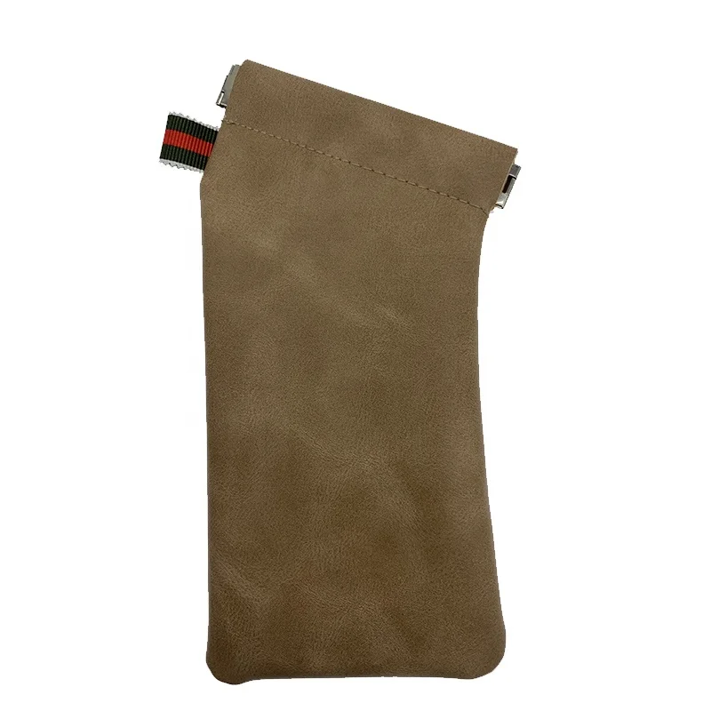 

Fake leather spring squeeze top eyeglass case sunglasses pouch custom sunglasses bag