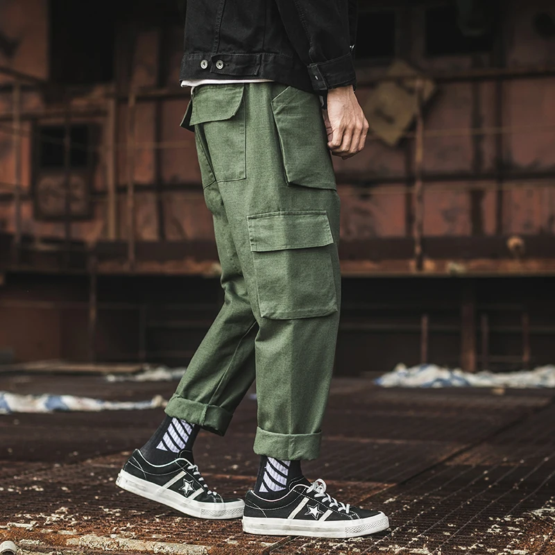 

Wholesale Mens Cotton Fabric Custom Multi Pocket Cargo Pants Street wear, Black