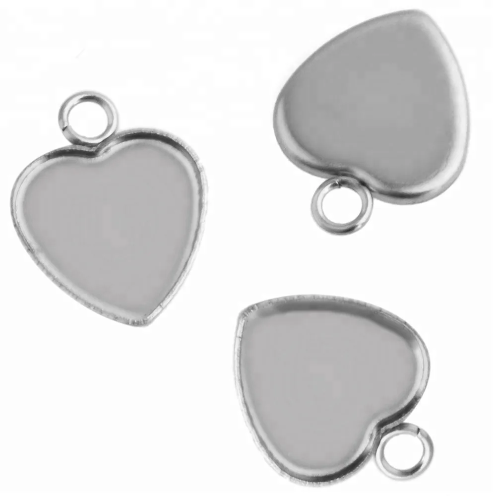 

12mm Inner Size Stainless Steel Material Love Heart Cabochon Base Cameo Setting Pendant Tray