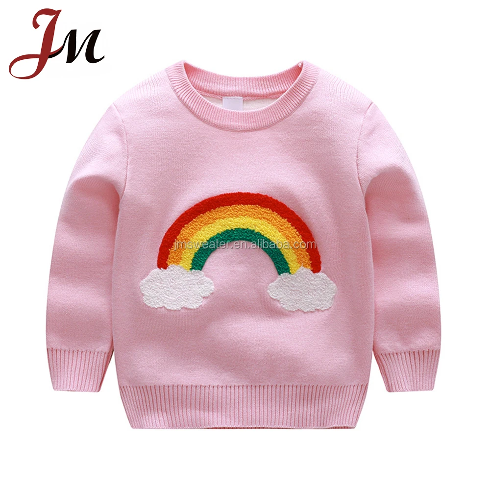 

Wholesale children clothing pullover long sleeve rainbow unisex baby knitwear