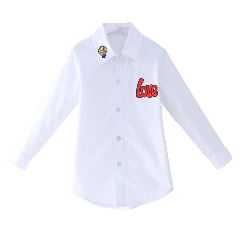 

DRXX1901DX03023 2019 Early spring girl blouse white girl shirt simple style kids shirts beautiful clothes children