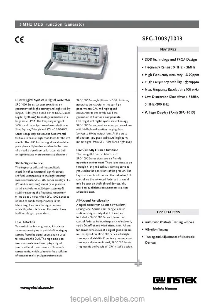 XDG3202,200MHz Touch Screen Arbitrary Waveform Generator