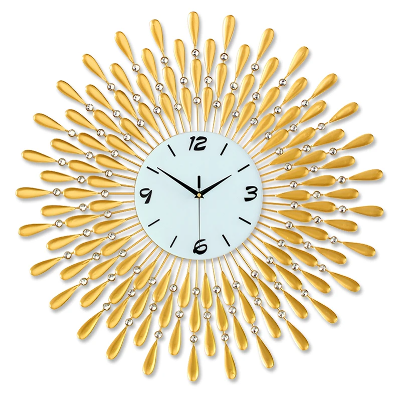 

odm/odmmodern wall clockLarge Sun Shaped Indian Wall Clocks Home Decoration Gold Metal Diamondreloj de pared